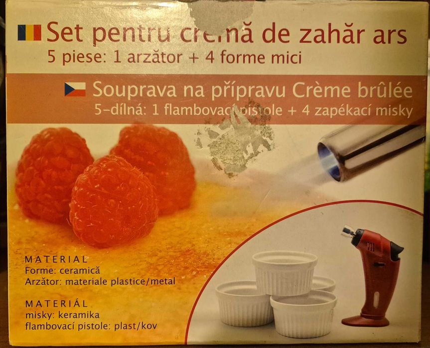 Farfurie de gustare porțelan, snacks +Set pentru crema de zahar ars