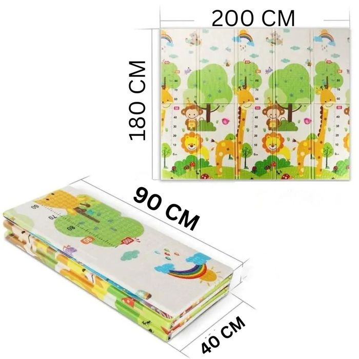 Covoras pliabil copii  200x180x1 cm XPE 2 fete cu geanta depozitare