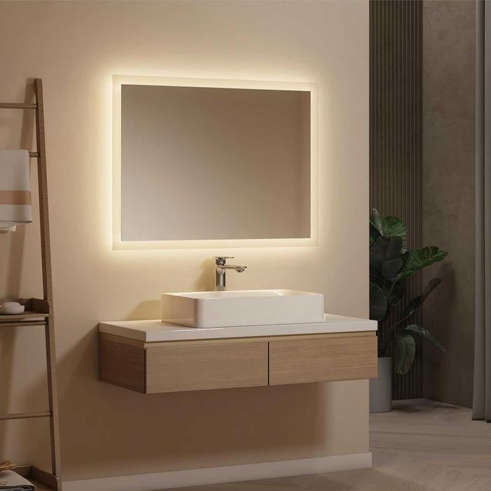 Oгледало  за баня LED  80/80 см блутут