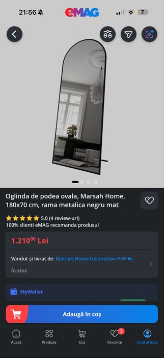 Oglinda de podea ovala marsah home