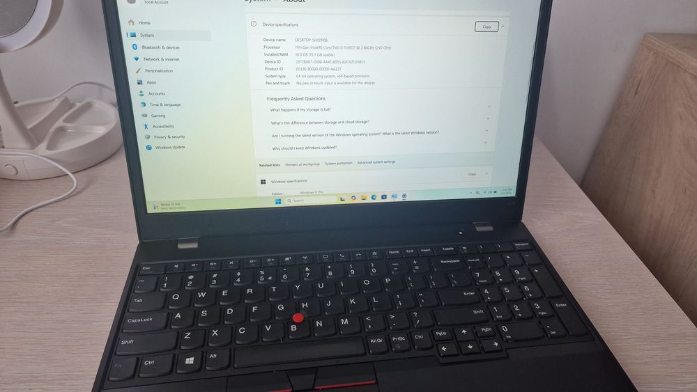 Laptop profesional Lenovo ThinkPad L15 Gen 2– i5, 16GB RAM, SSD 256GB