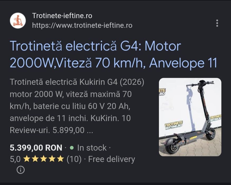 Kukirin g4 2026 varianta B fara fender față