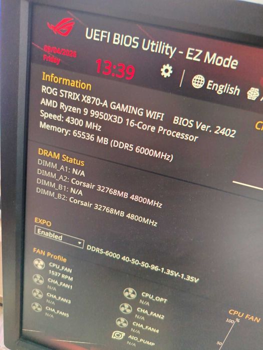 Asus ROG Strix X870-A Gaming Wi-Fi + AMD Ryzen 9 9950X3D 16C/32T (4.3GHz / 5.7GHz Boost, 144MB AM5