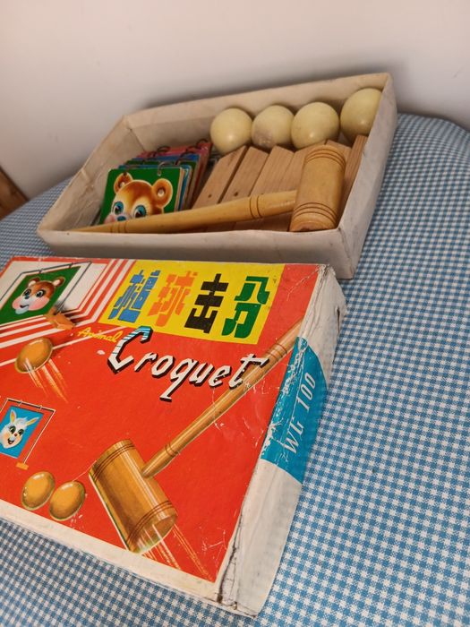 Joc vechi Animal Croquet, cricket, vechi de colectie, chinezesc, perioada Comunista RSR