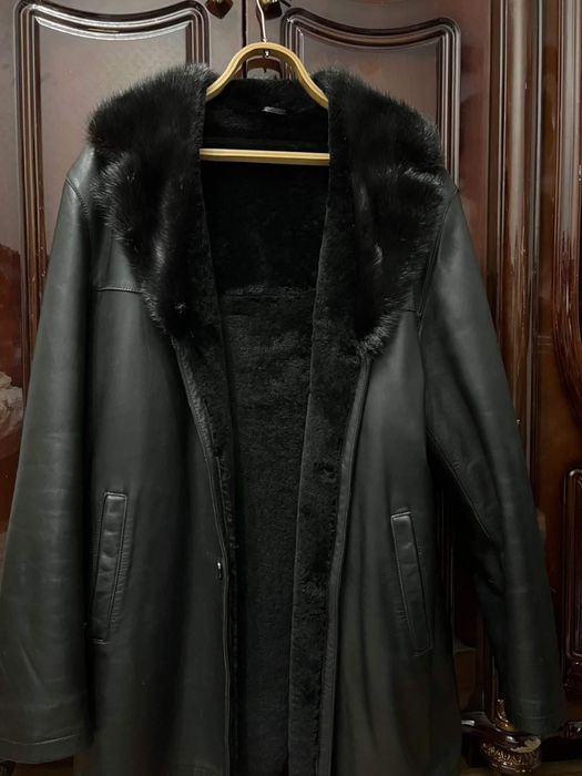 Мужская дубленка кожаная с норковым мехом