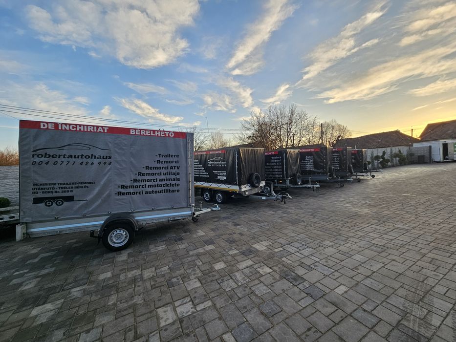 Inchiriez remorca 1 axa  2 axe, 3 axe de 750 kg,2000 kg 3500 kg