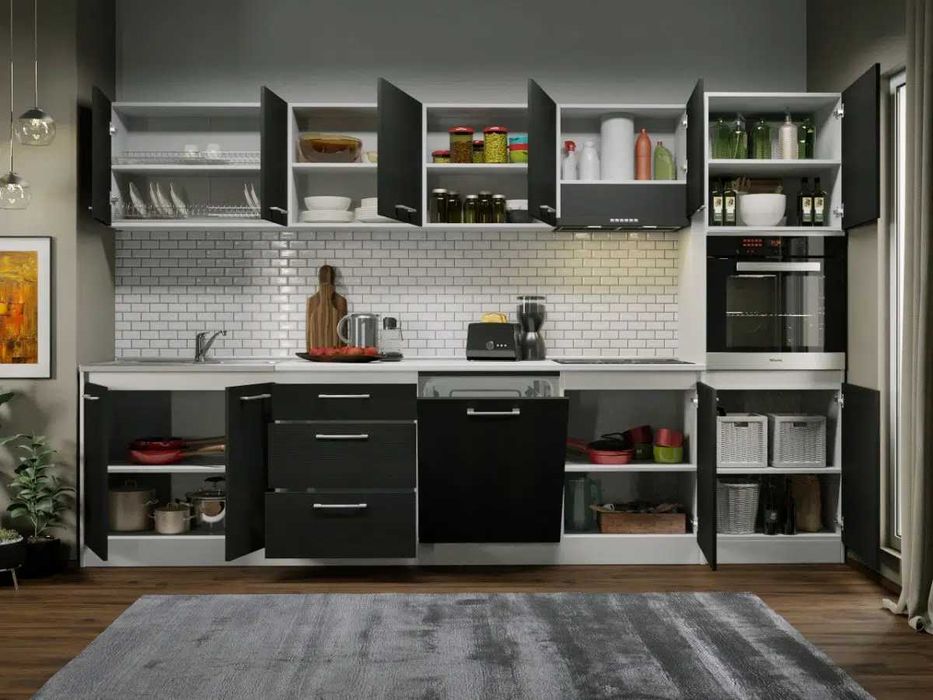 Set Mobila Bucatarie Mina 320 Alb/Ferrara C152 - Transport Gratuit