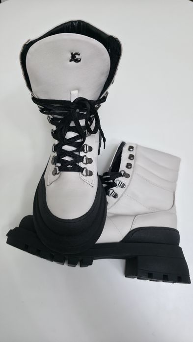 Ghete Combat femei Luca di Gioia albe din piele, marimea 38