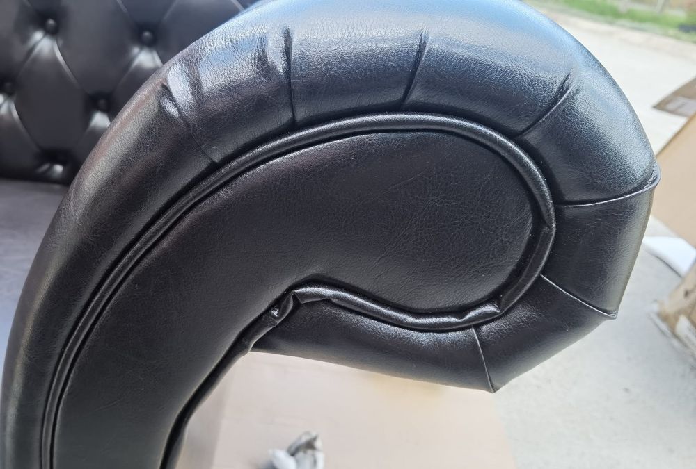 Canapea în stil clasic din piele ecologică, Maro Închis, Beliani