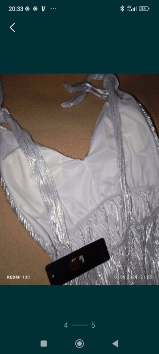 Rochie nouă lungă argintie  cu spate gol măr L