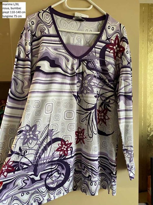Bluza bumbac marime L/XL femei maneca lunga noua