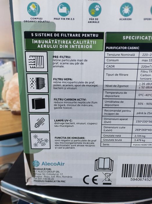 Purificator aer Alecoair Rubiq p25