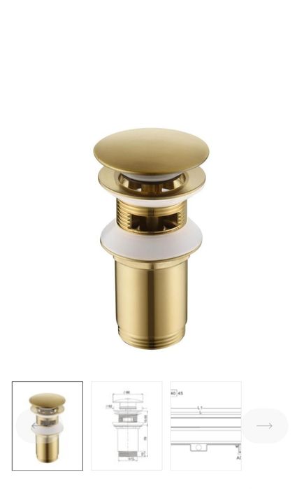 Ventil Dop lavoar baie click clack auriu periat Deante