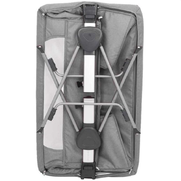 Pat pentru copii cu saltea, gri deschis, pânză textil