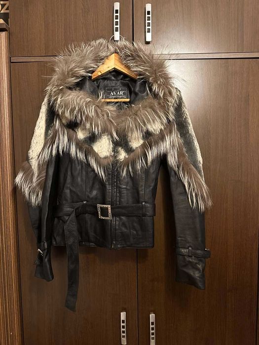 Черно кожено яке, размер S