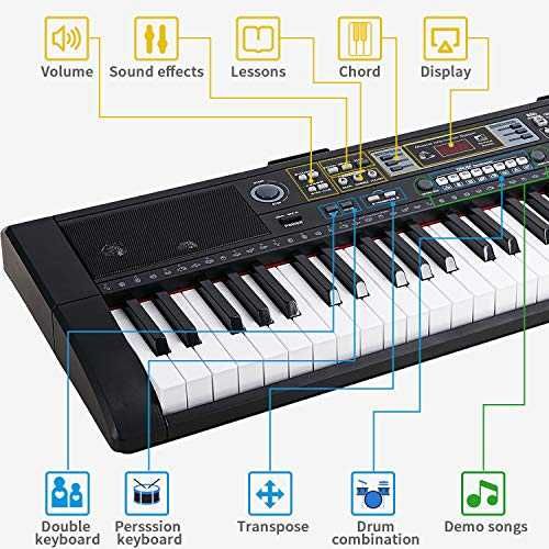 Orga electronica Bluetooth +Stativ+Scaun+Microfon+Casti, Pian 61 clape