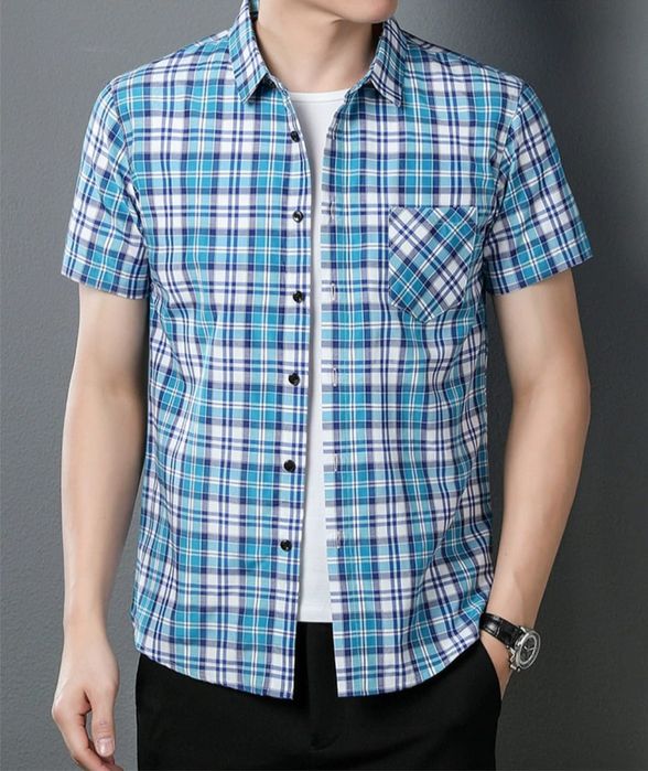 Мужская рубашка в клетку. р 46