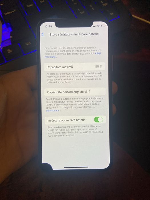 iphone x 95 capacitatea bateriei
