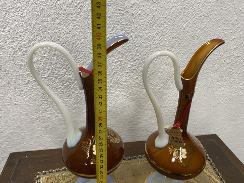 Италия Cristalleria La Toscana опалинови гарафи камея 1960 ваза кана