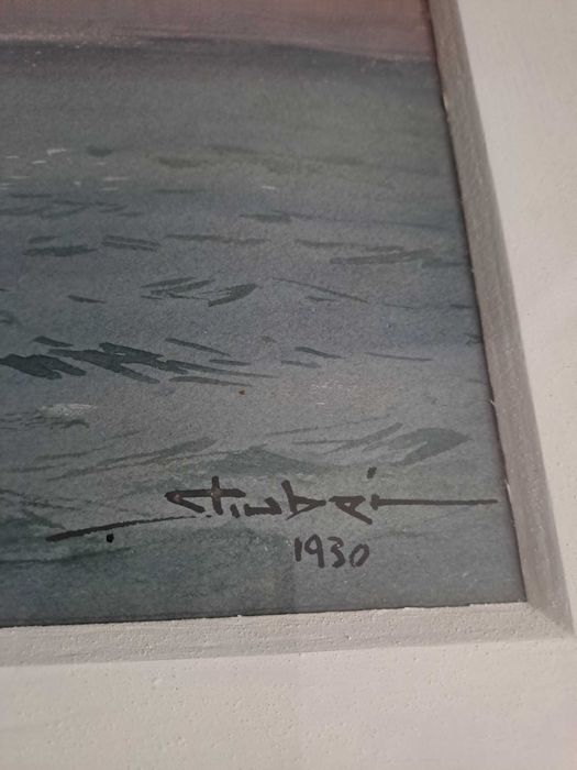 tablou pictura acuarela 61/78 cm Dimitrie Stiubei datat 1930