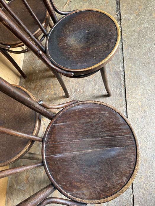 4 buc Scaun Vintage stil Thonet cu sezut rotund; Scaun din lemn masiv
