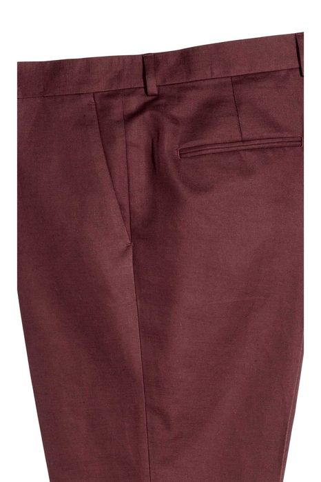 H&M - 2 costume slim fit din bumbac 50% + in 50% mar. 50/52 [talie 90-100 cm], burgund/verde-kaki, noi, eticheta