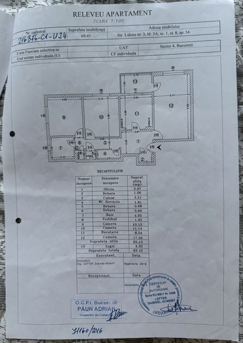 Vand apartament 3 camere