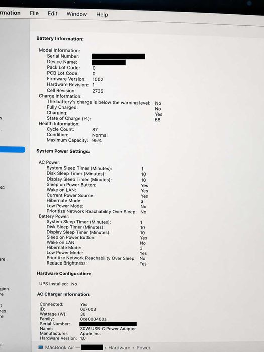 macbook air m1 2020, 8gb ram, 256ssd