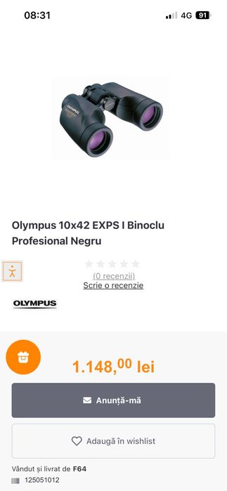 Binoclu Olympus 10x42 exps I , nou , garantie