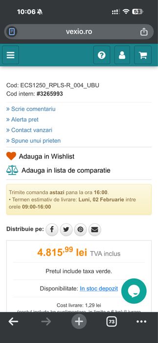 Vand unitate dell slim ecs 1250 nou i7 14700 16gb ddr5 512/1ter