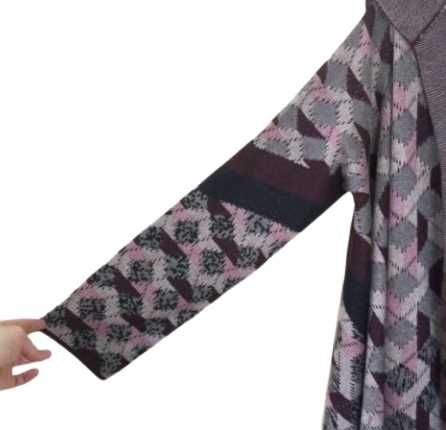 Vertigo Дълга Плетена Жилетка с Качулка L Многоцветна Без Закопчаване