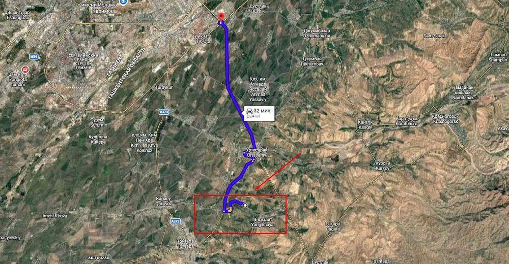 Дача 6,5 сот между Уртасарай и Нурафшон от Рохат поста 26 км свет вода
