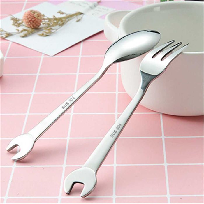 Комплект лъжица и вилица - гаечен ключ монтьор майстор и дълга вилица