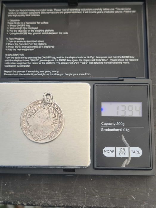 Moneda argint 1783 Regatul Ungariei 13,93grame.
