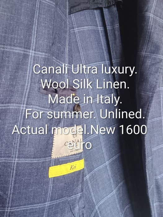 Ultraluxury Sacou Canali Key pentru vara necăptușit. Mărime La. Impecabil