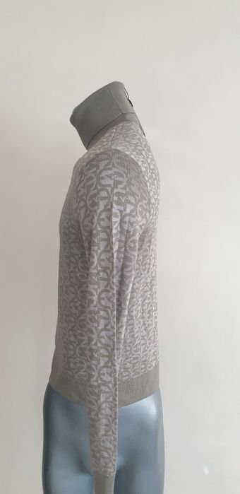 Emporio Armani Wool Knit Monogram/ XS - S НОВО ОРИГИНАЛ Мъж Вълнa Поло