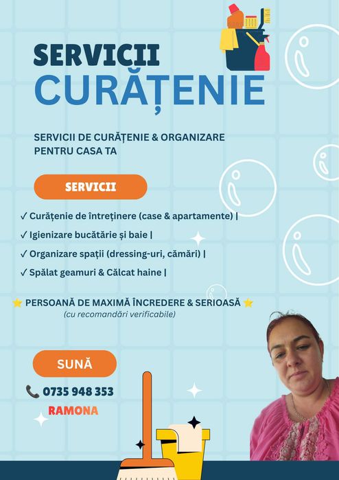 Servicii de Curățenie & Organizare Case/Apartamente – Bănești și împrejurimi (Persoană de încredere)