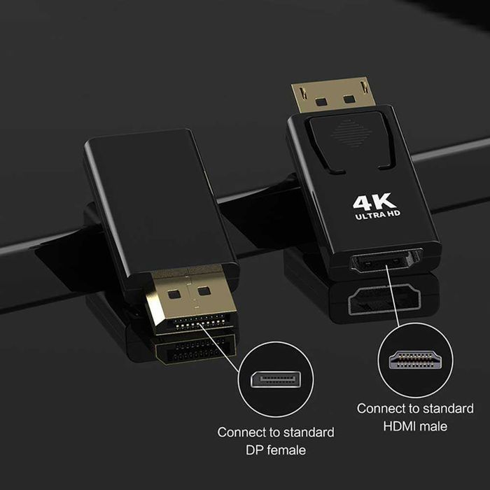 Адаптер Преходник мъжки Display Port DP към женски HDMI 4K