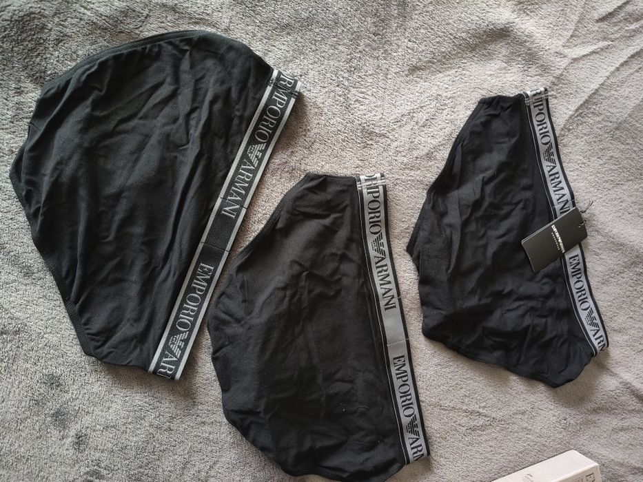 Emporio Armani set 3 chiloți bărbătești culoare negru cu banda elastica gri/negru mărimea S noi originali