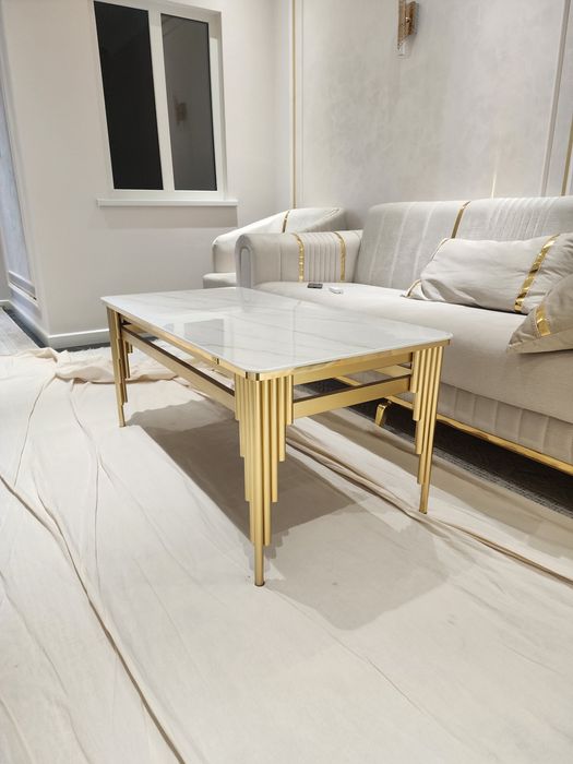 Журнальный стол большой лофт стол для гостинной Белый/Чёрный 120х60.