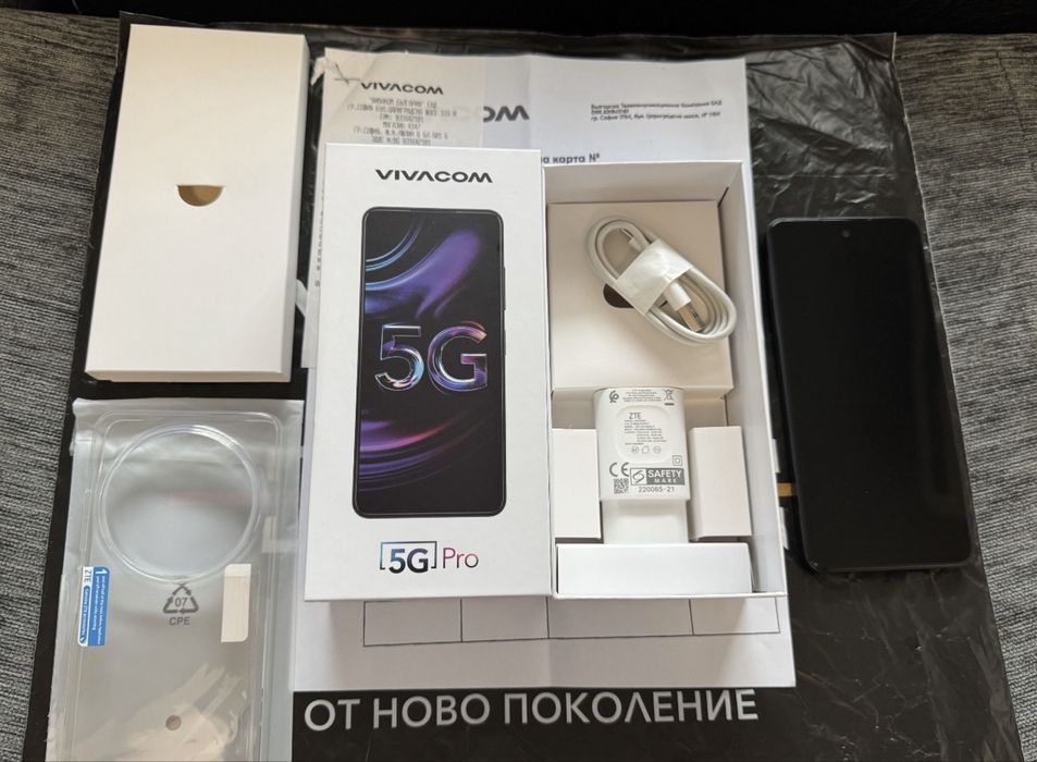 ЧИСТО НОВ 256GB ZTE 5G Pro Phone U25 Vivacom Гаранция 2027г. Black