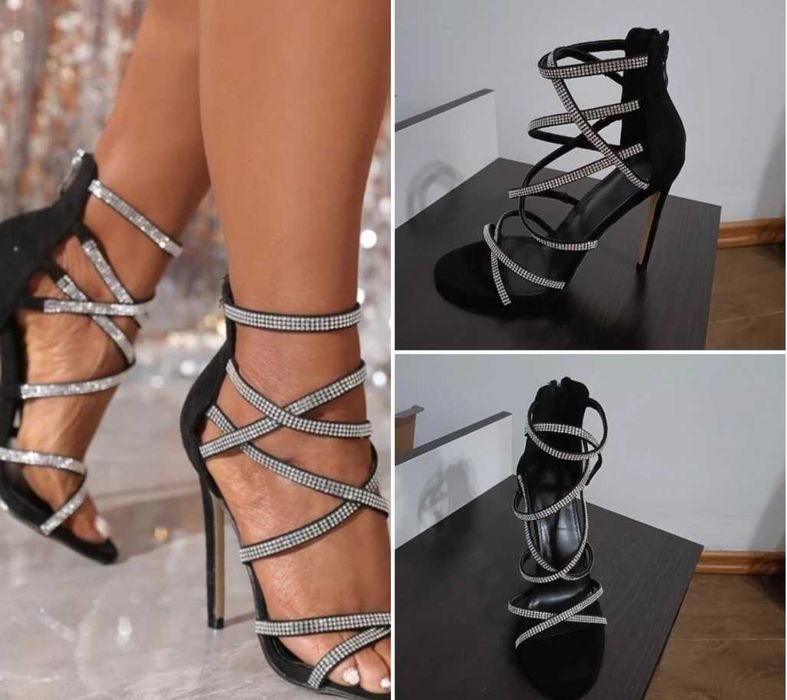 Sandale strasuri negre