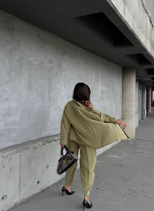 Сет риза и панталон петролено зелено