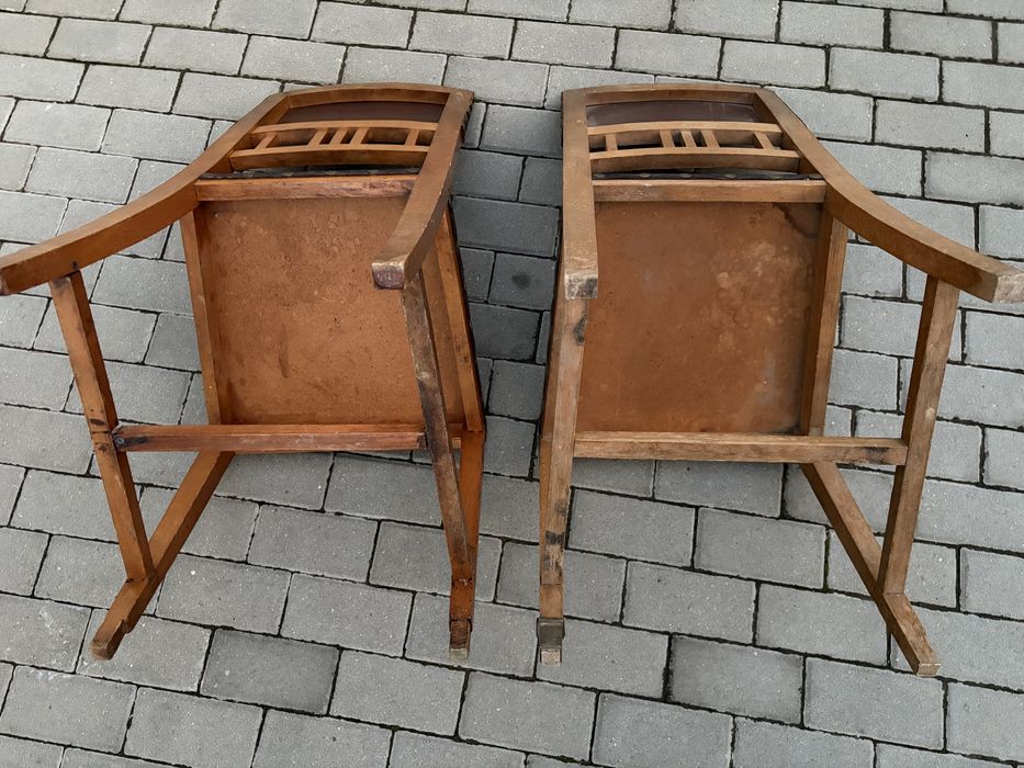 Scaune vintage piele lemn