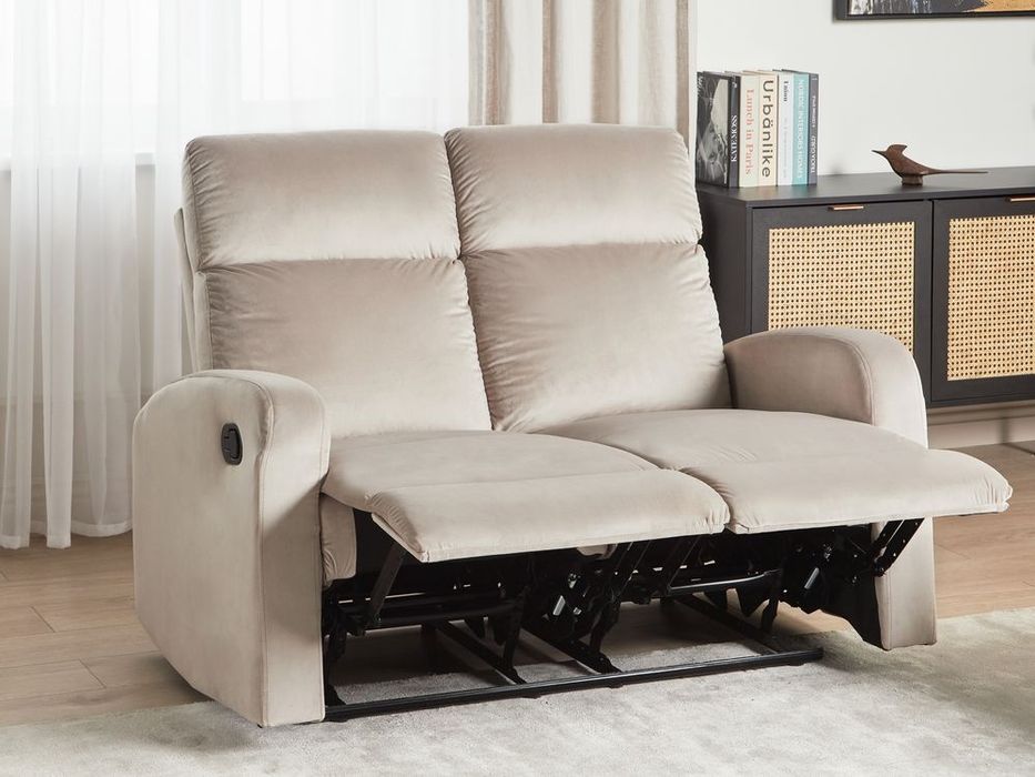 PROMOTIE! NOU Canapea "VERDAL" cu recliner manual, catifea, taupe