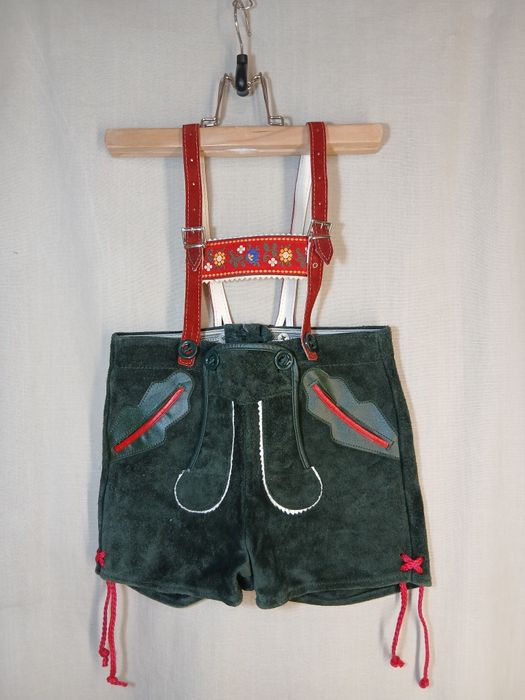 Pantaloni bavarezi copii nr 116 piele Lederhose tirolezi
