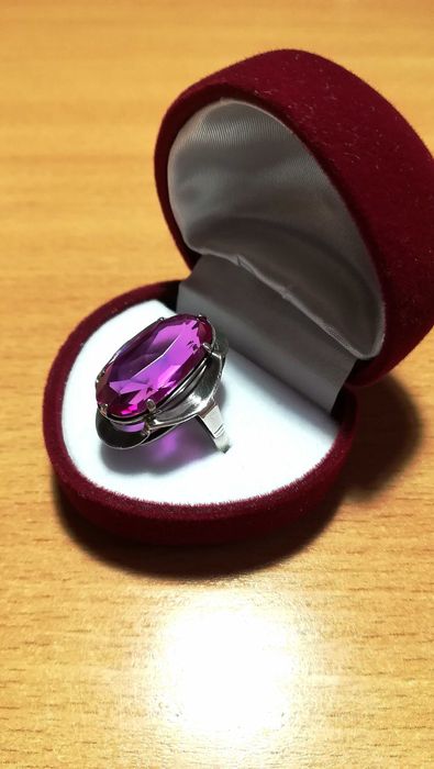 Перстень серебро с крупным аметистом 875 проба СССР