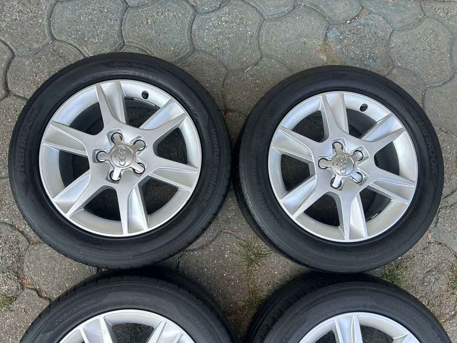 Jante aliaj 5x112mm, anvelope vara 205/55 R16, Audi A3, A4 B6, B7, VW, Seat, Skoda