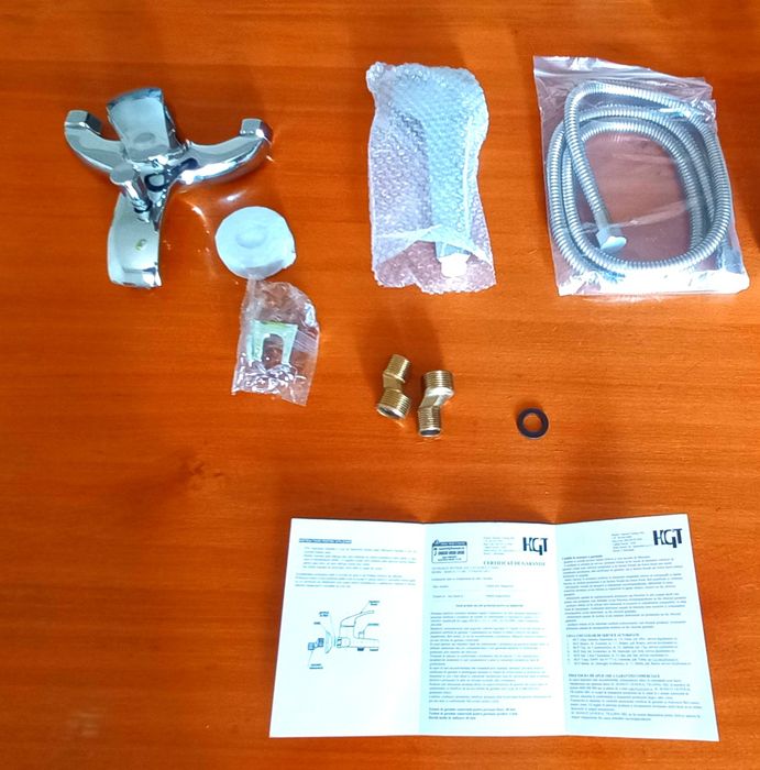 Baterie cadă/duș Evosanitary, aqua star 671286, cu furtun și pară duș