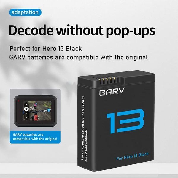 Батерия GARV за GoPro Hero 13 Black, 2100mAh, Li-ion